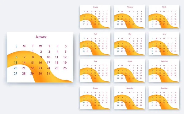 Calendario simple 2019 sí, Stock diseño de vectores eps10 . — Vector de stock