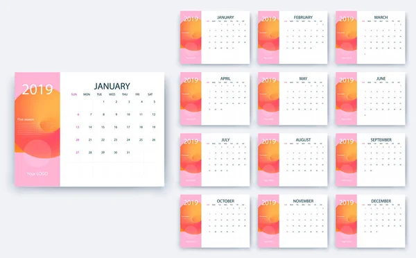 Calendrier simple 2019 oui, Conception vectorielle de stock eps10 . — Image vectorielle