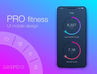 Fitness uygulama UI ux tasarım. UI tasarım konsepti ile web elemanları
