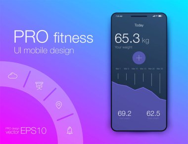 Fitness uygulama UI ux tasarım. UI tasarım konsepti ile web elemanları