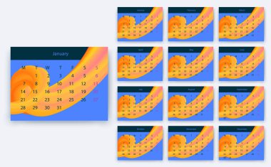 Basit Takvim 2019 yesr, hisse senedi vektör tasarım eps10.