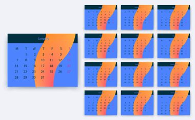 Basit Takvim 2019 yesr, hisse senedi vektör tasarım eps10.