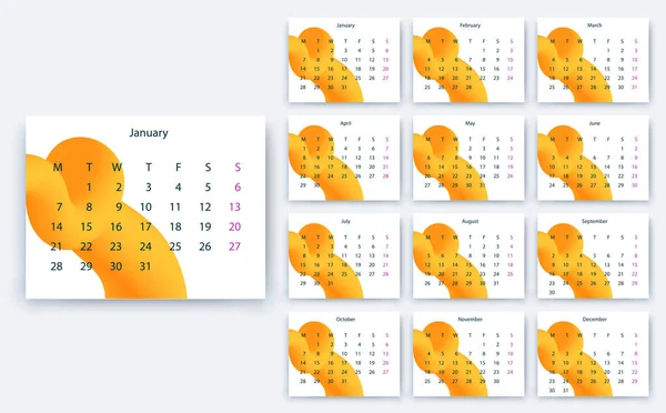 Calendrier simple 2019 oui, Conception vectorielle de stock eps10 . — Image vectorielle