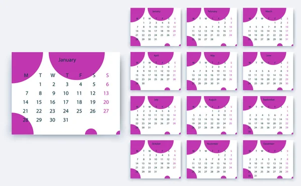 Calendrier simple 2019 oui, Conception vectorielle de stock eps10 . — Image vectorielle