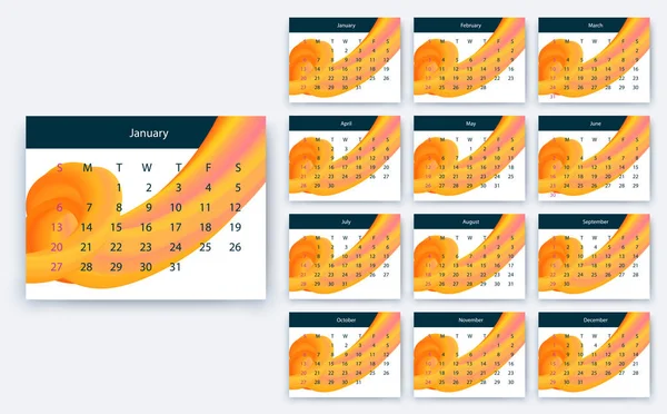 Простой календарь 2019 год, год выпуска, дизайн вектора запаса eps10 . — стоковый вектор