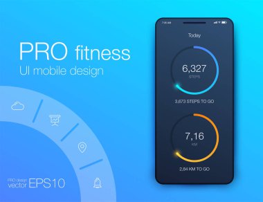 Fitness uygulama UI ux tasarım. UI tasarım konsepti ile web elemanları