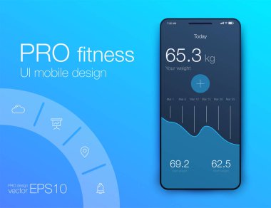 Fitness uygulama UI ux tasarım. UI tasarım konsepti ile web elemanları
