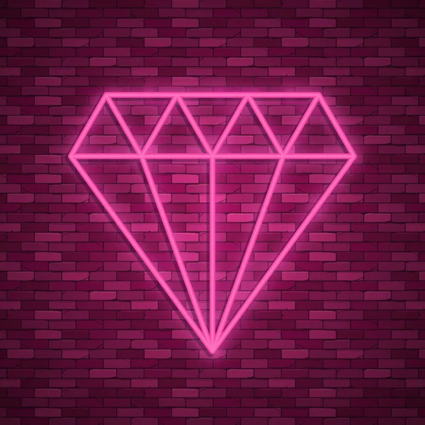 Diamant-Ikone im Neon-Stil. Vektorillustration — Stockvektor