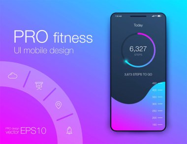 Fitness uygulama UI ux tasarım. UI tasarım konsepti ile web elemanları