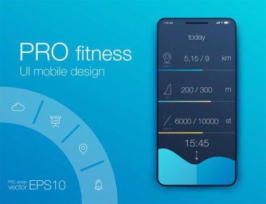 Fitness uygulama UI ux tasarım. UI tasarım konsepti ile web elemanları