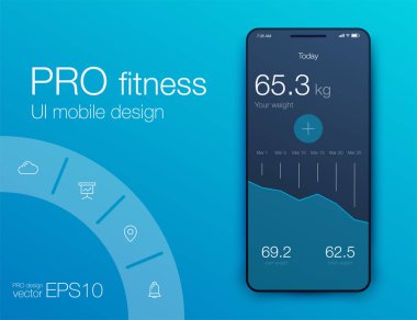 Fitness uygulama UI ux tasarım. UI tasarım konsepti ile web elemanları