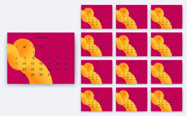 Basit Takvim 2019 yesr, hisse senedi vektör tasarım eps10.