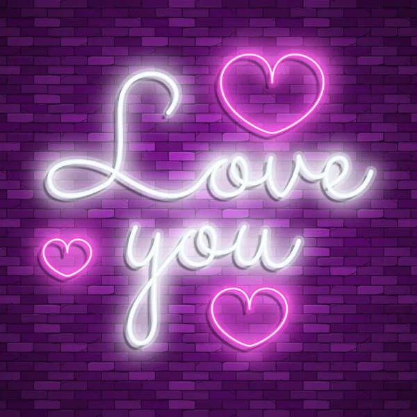 Happy Valentines Day. Neon. Vector stock images — Stock Vector