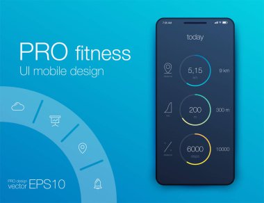 Fitness uygulama UI ux tasarım. UI tasarım konsepti ile web elemanları