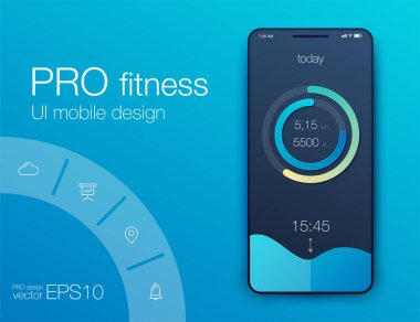 Fitness uygulama UI ux tasarım. UI tasarım konsepti ile web elemanları