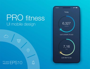 Fitness uygulama UI ux tasarım. UI tasarım konsepti ile web elemanları