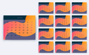 Basit Takvim 2019 yesr, hisse senedi vektör tasarım eps10.