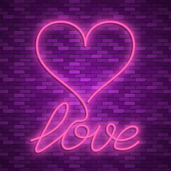 Fröhlicher Valentinstag. Neon. Vektorbilder — Stockvektor