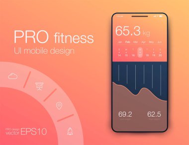 Fitness uygulama UI ux tasarım. UI tasarım konsepti ile web elemanları