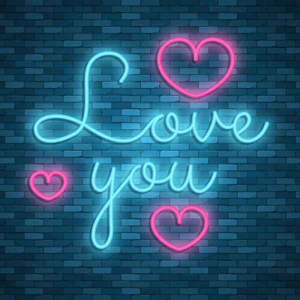 Happy Valentines Day. Neon. Vector stock images — Stock Vector