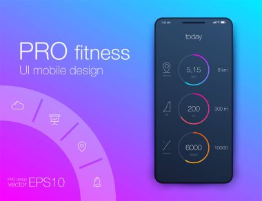 Fitness uygulama UI ux tasarım. UI tasarım konsepti ile web elemanları