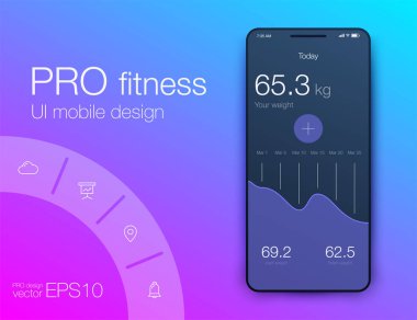 Fitness uygulama UI ux tasarım. UI tasarım konsepti ile web elemanları