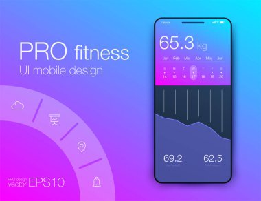 Fitness uygulama UI ux tasarım. UI tasarım konsepti ile web elemanları