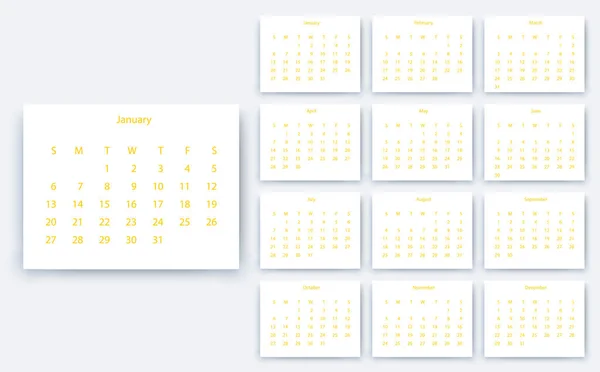 Einfacher Kalender 2019 yesr, Aktienvektordesign eps10. — Stockvektor