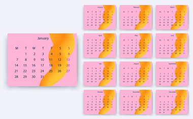 Basit Takvim 2019 yesr, hisse senedi vektör tasarım eps10.