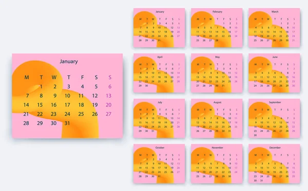 Einfacher Kalender 2019 yesr, Aktienvektordesign eps10. — Stockvektor