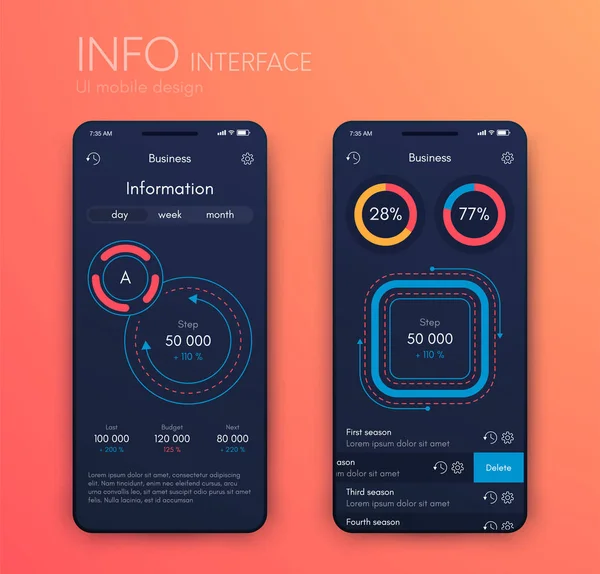 Vector graphics mobile infographics with two and one options. Template for creating mobile applications, workflow layout, diagram, banner, web design, business reports with 2 and 1 steps