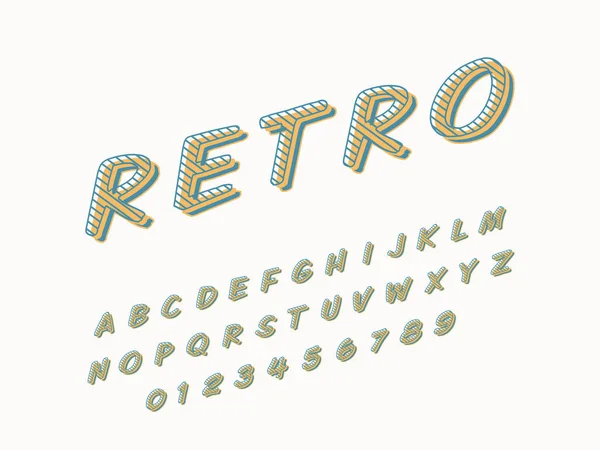 Retro betűtípus és ábécé. Stock vektorgrafikus szemléltetése — Stock Vector