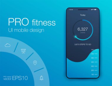 Fitness uygulama UI ux tasarım. UI tasarım konsepti ile web elemanları
