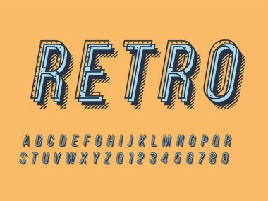 Retro yazı tipi ve alfabe. Stok vektör illüstrasyon