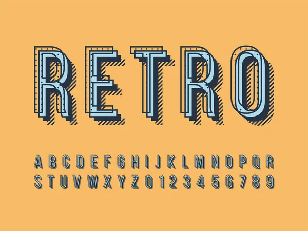 Retro betűtípus és ábécé. Stock vektorgrafikus szemléltetése — Stock Vector