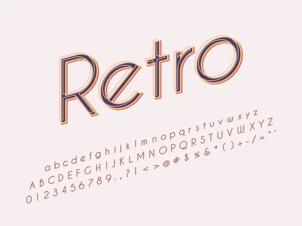 Fonte retro e alfabeto. Ilustração do vetor — Vetor de Stock