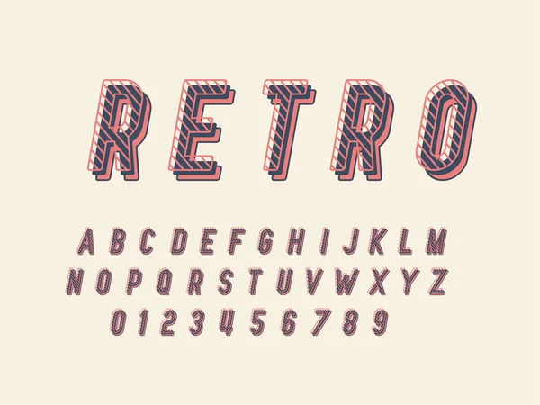Retro font and alphabet. Stock vector illustration — Stock Vector