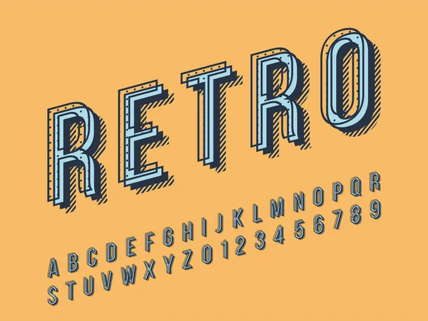 Retro lettertype en alfabet. Stock vector illustratie — Stockvector