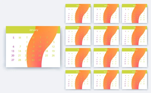 Eenvoudige kalender 2019 yesr, voorraad vector design eps10. — Stockvector