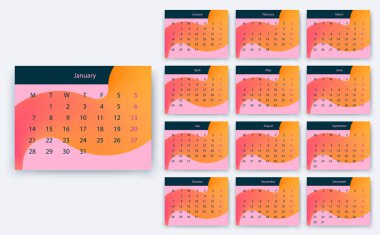 Basit Takvim 2019 yesr, hisse senedi vektör tasarım eps10.