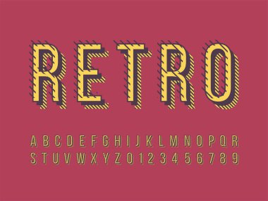 Retro yazı tipi ve alfabe. Stok vektör illüstrasyon