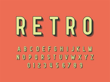 Retro yazı tipi ve alfabe. Stok vektör illüstrasyon