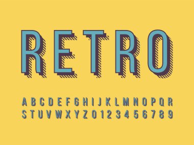 Retro yazı tipi ve alfabe. Stok vektör illüstrasyon