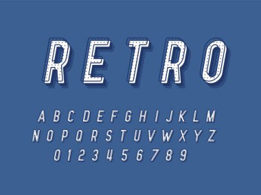 Retro yazı tipi ve alfabe. Stok vektör illüstrasyon