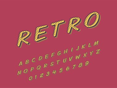 Retro yazı tipi ve alfabe. Stok vektör illüstrasyon