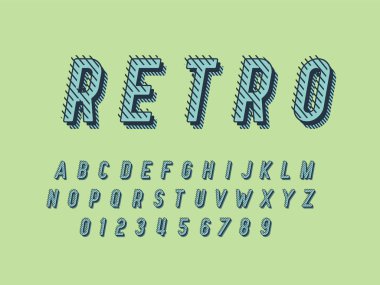 Retro yazı tipi ve alfabe. Stok vektör illüstrasyon