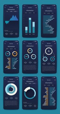 Vektör grafikleri mobil bilgi grafiklerini ayarlar. Stok vektörü
