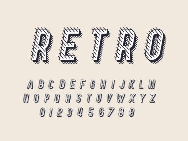 Retro yazı tipi ve alfabe. Stok vektör illüstrasyon