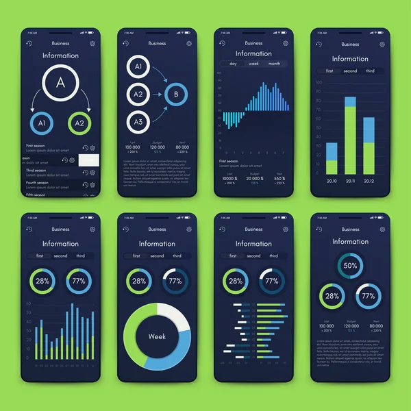 Vector graphics set mobile infographics. Stock vector — Stock Vector