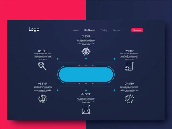 Plantilla de diseño de infografía vectorial con seis opciones — Archivo Imágenes Vectoriales